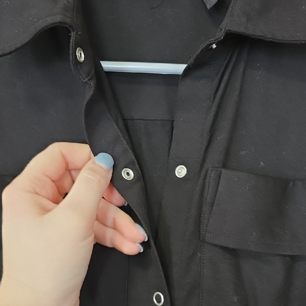 G.I.L.I. Black Long Sleeve Button-Up Dress - Picture 3 of 13